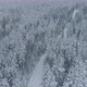 Aerial View of Car Driving Through Forest a Frozen Snowy Road Winter Wonderland - VideoHive Item for Sale