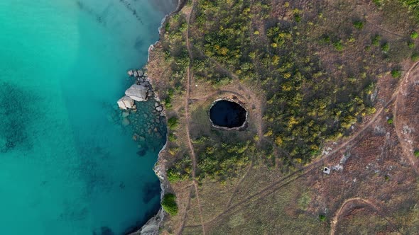 Aerial view of beautiful coastline with crystal water