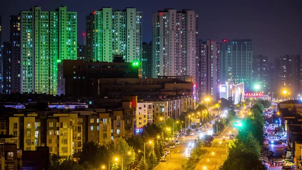 Time lapse of cityscape at night