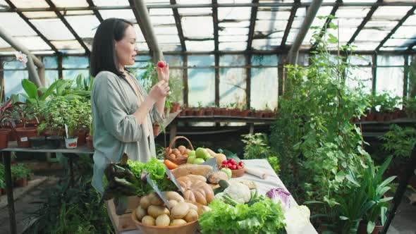 Man and Woman Filming Vlog or Show about Fresh Harvest