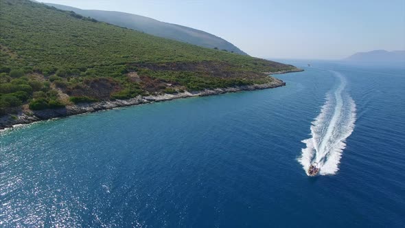 Boat near shore in Albania