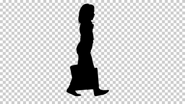 Silhouette  girl walking , Alpha Channel