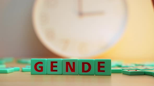 The Word GENDER Made of Colorful Scrabble Tiles