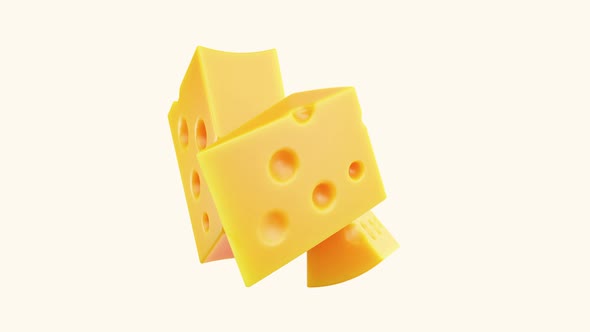 Cheese Isolated Turning Around a Vertical Axis