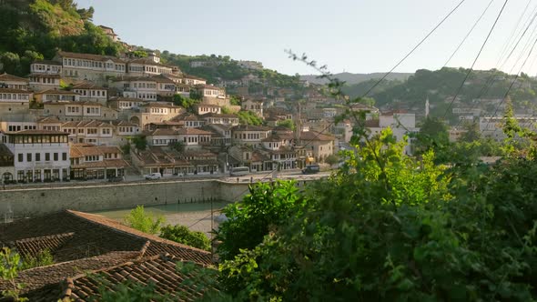 Old Traditional Houses of Historic City of Berat in Summer Albania