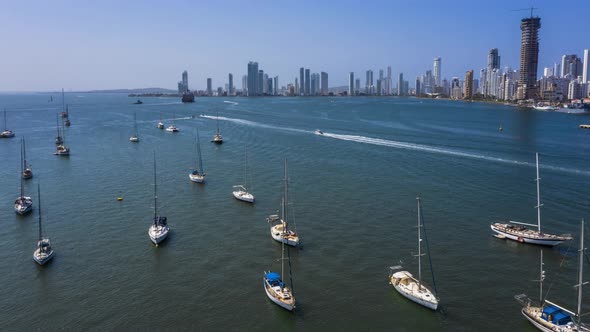 Cargo Ship Left Port in Cartagena, Colombia