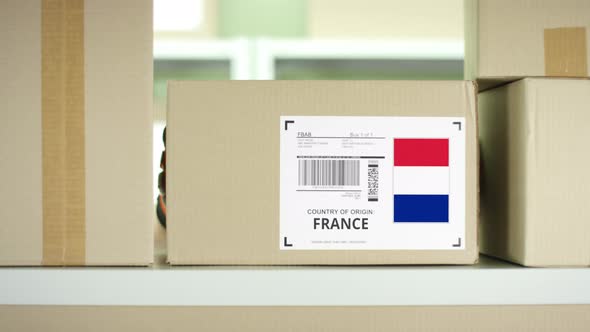 Parcel with Product From France in a Postal Service Storage