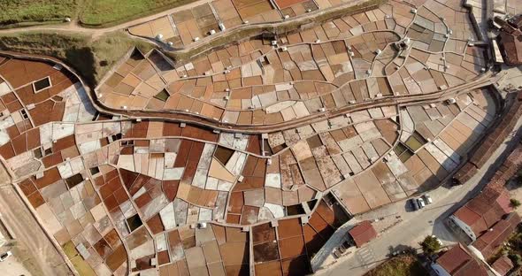 Drone Orbits At The Historic Salt Farm Of Rio Maior In Portugal. Aerial