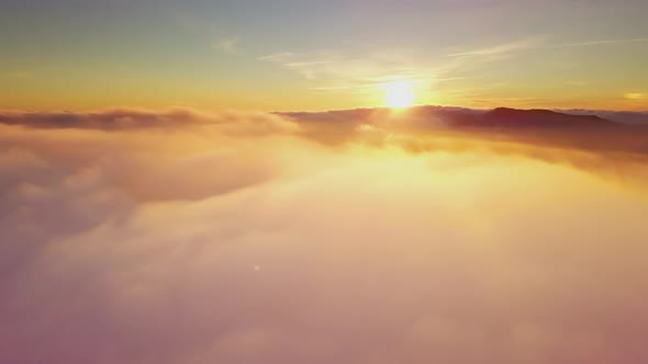 Drone Flies in the Clouds