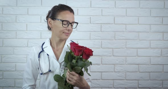 Medical Worker with Flowers