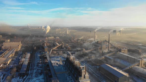 Aerial View of a Heavy Industry District Ecology and Heavy Industry Concept