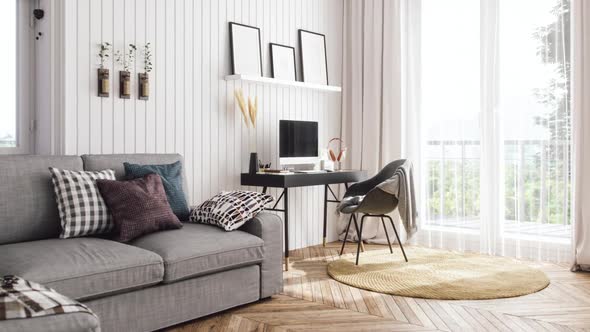 Scandinavian Style Home Office Interior