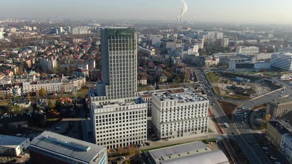 Unity Centre business complex in Krakow, Poland - aerial view