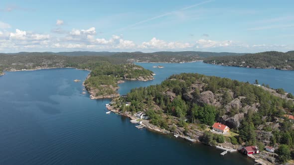 Exclusive properties on private island in Kragerofjorden, Norway - drone view