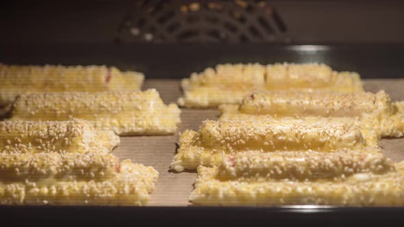 Time Lapse of Baking of Puff Pastry in Oven