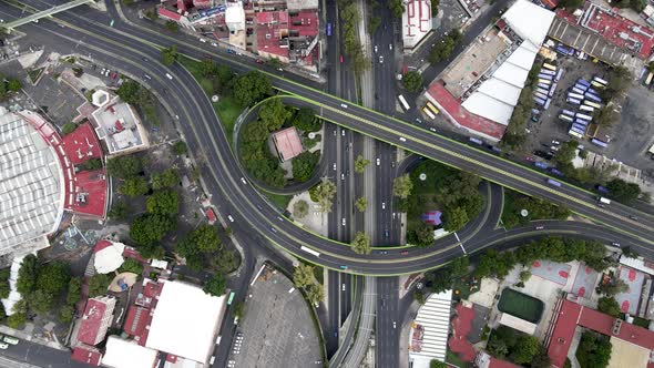 Junction in south mexico city seen from a drone