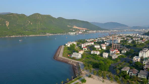 Aerial Shot of the An Vien District of the City of Nha Trang in Vietnam