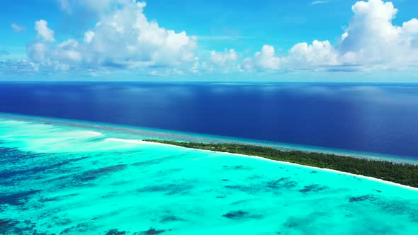 Aerial view tourism of paradise lagoon beach lifestyle by clear sea and white sandy background of ad
