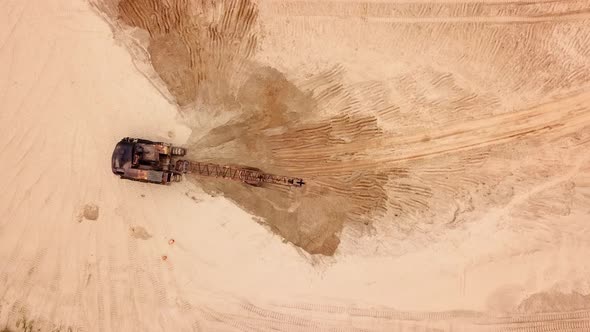 Top Down View of Excavator Working, for Costruction Site. alt