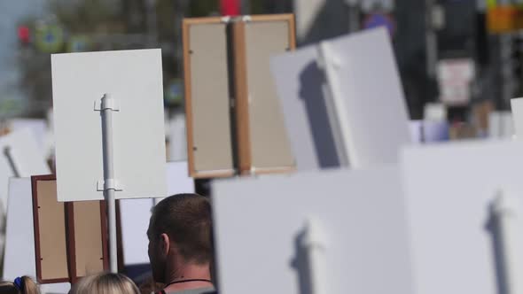 A Crowd of Demonstrators Walking Agitating on Strike Against the Government USA.