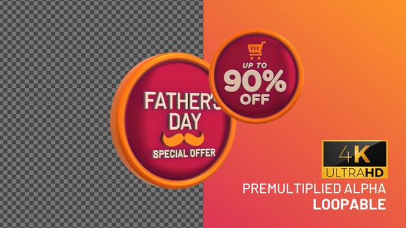 Fathers Day Up To 90 Percent Off Bage Looping with Alpha Channel