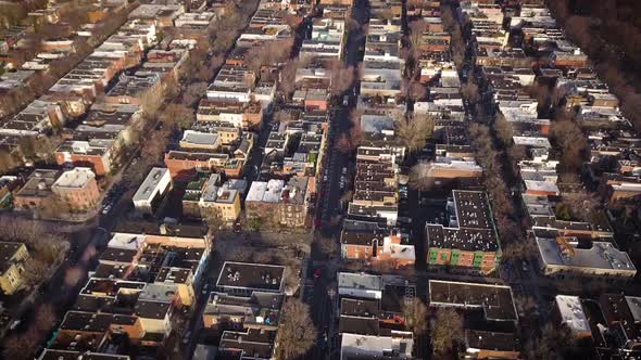 Cinematic aerial shot revealing a massive city.