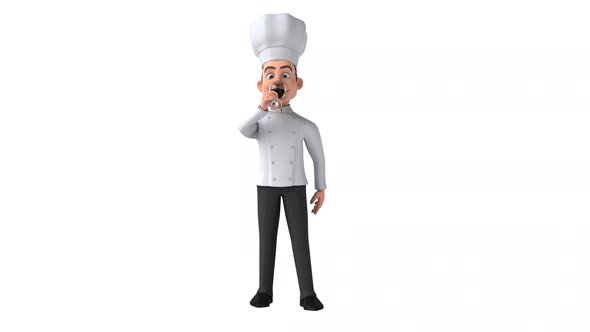 Fun 3D cartoon chef drinking wine with alpha