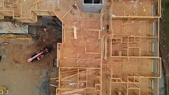 Wood Framing Beam of New House Under Construction Beam Wood Apartment Complex Building