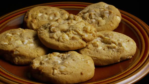 Cinematic, Rotating Shot of Cookies on a Plate