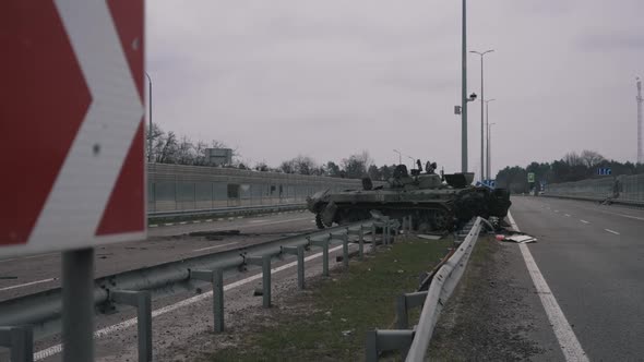 Wrecked Tank on the Highway