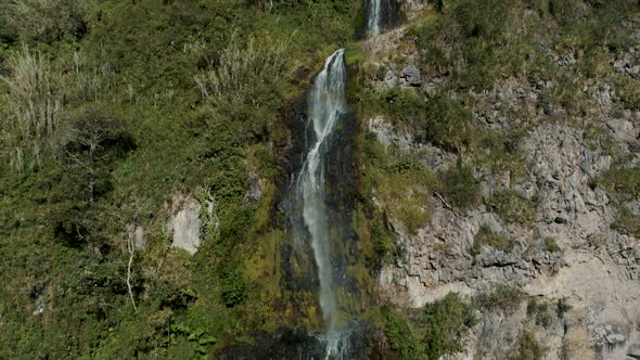 Waterfall On The Idyllic Mountain - Cascada Manto de la Novia In Banos de Agua Santa, Tungurahua Pro