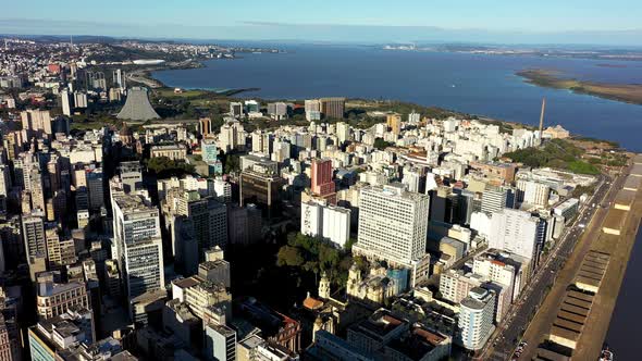 Porto Alegre Brazil. Brazilian city skyline landmark. Buildings at downtown city