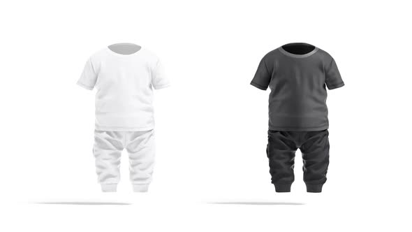 Blank black and white baby t-shirt, pants, looped rotation