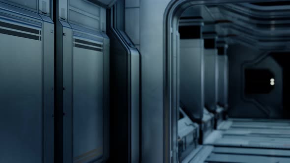 Clean Sterile Futuristic Science Fiction Interior of a Laboratory or Spaceship