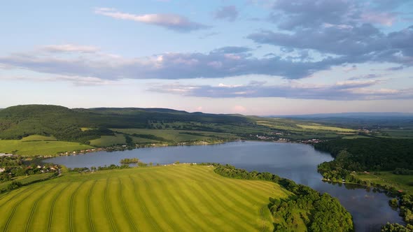 Aerial view of Teply vrch reservoir in Slovakia