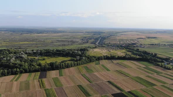 Aerial View of Farm Land in Ukraine on a Calm Summer Day