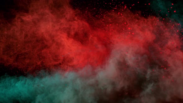 Super Slowmotion Shot of Color Powder Explosion Isolated on Black Background at 1000Fps.