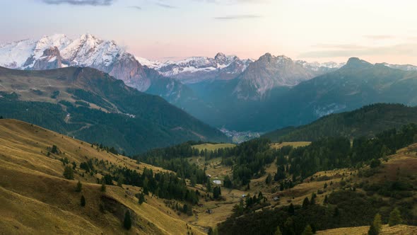 Day to Night Time Lapse of Dolomites mountain