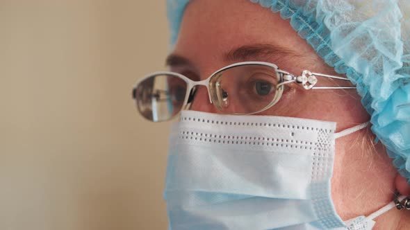 Portrait of Beautiful Young Woman Female Doctor Wearing Medical Face Mask