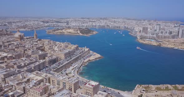 Aerial View of the Main Cathedral in Valetta, Malta.