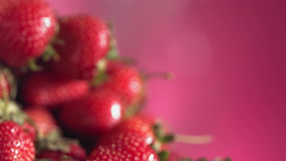 Ripe Juicy Strawberry is Rolling Above Many Strawberries