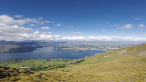 Timelapse Wanaka Town view from Roys Peak.