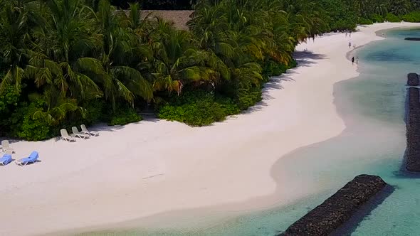 Drone view texture of island beach journey by water and sand background