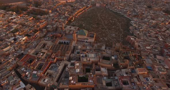 AERIAL: Old medina in Marrakech