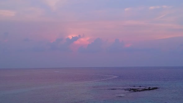 Aerial view seascape of island beach by blue water and sand background