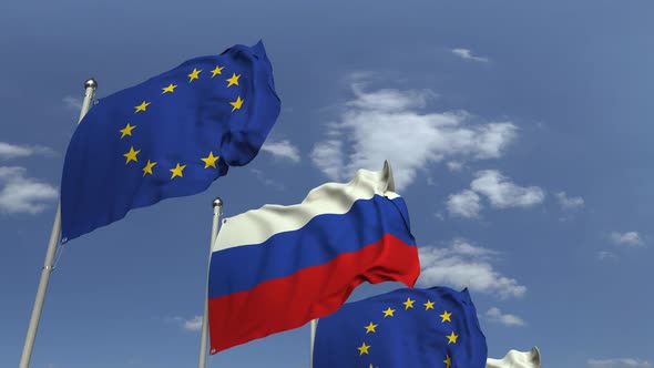 Flags of Russia and the European Union