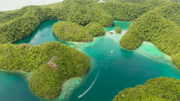 Aerial View of Sugba Lagoon SiargaoPhilippines