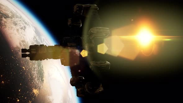 International Space Station Over the Planet Earth alt