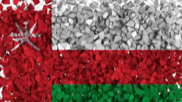 Oman Flag Breaking Rocks Transition