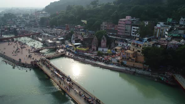 City of Haridwar state of Uttarakhand in India seen from the sky